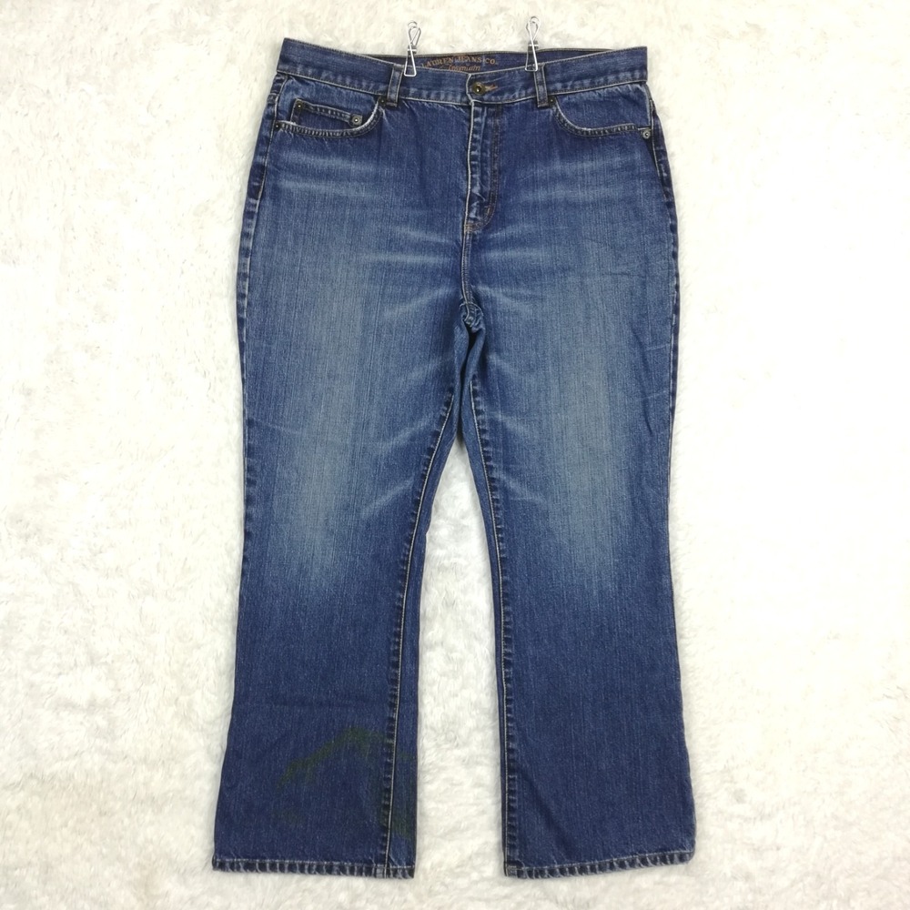 Vtg Lauren Jeans Co Womens Jeans Boot Cut Blue Denim Medium Wash High Petite 14P